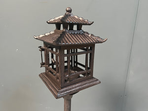 Large Cast Iron Oriental Garden Lantern on Stand Decoration