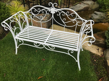 Load image into Gallery viewer, White Ornate Bench