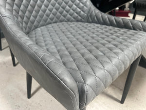 Pair of Classic Faux Leather Dining Chair in Grey