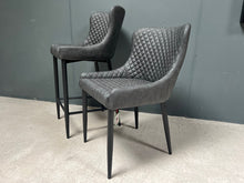 Load image into Gallery viewer, Pair of Classic Faux Leather Bar Stools in Charcoal