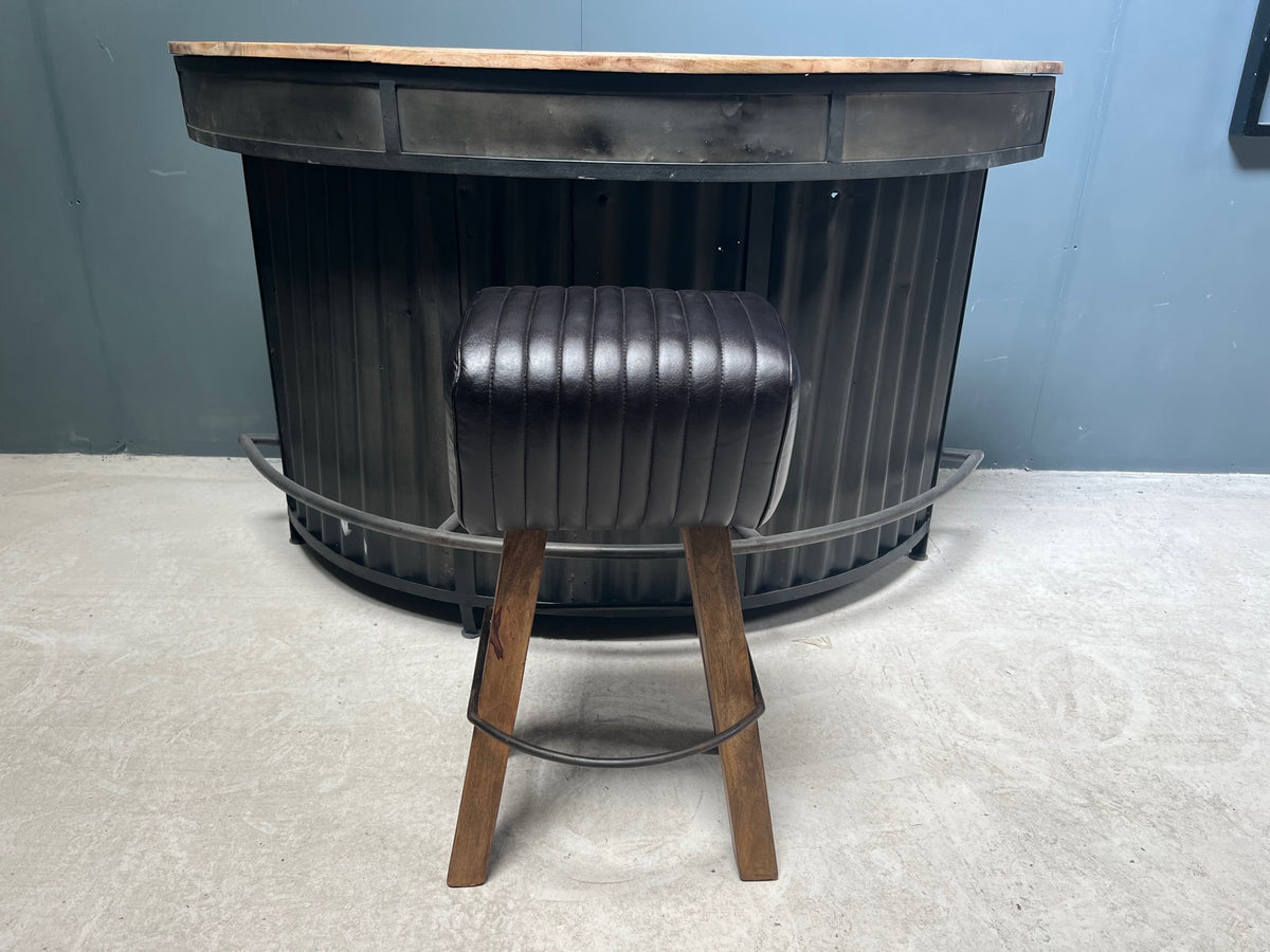 Ribbed Leather Pommel Horse Bar Stool in Black John Cowell Limited