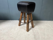Load image into Gallery viewer, Ribbed Leather Pommel Horse Bar Stool in Black