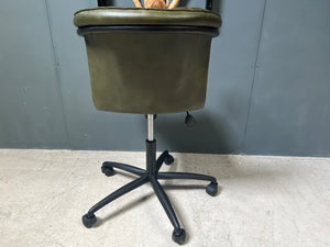 Ribbed Leather Office Swivel Chair in Green (PRE-ORDER NOW BACK IN STOCK 6-8 WEEKS)