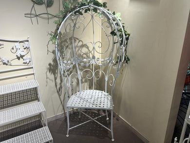 Iron Ornate Round Garden Chair in White