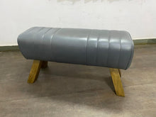 Load image into Gallery viewer, Large Grey Leather Pommel Horse/Bench/Foot Stool