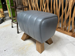 Small Grey Leather Pommel Horse/Foot Stool