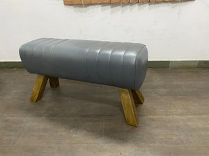 Large Grey Leather Pommel Horse/Bench/Foot Stool