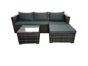 3 Piece Grey Rattan Outdoor Furniture Set