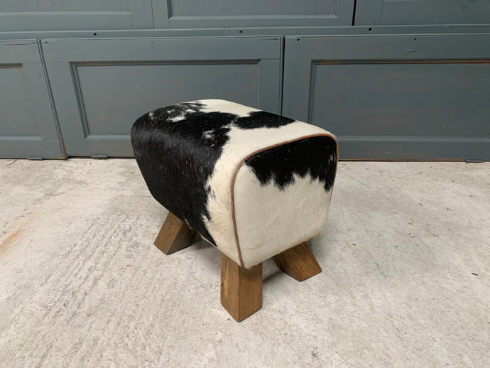 Small Black/White Cow Hide Pommel Horse/Foot Stool (PRE-ORDER NOW BACK IN STOCK 6-8 WEEKS)