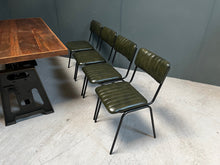 Load image into Gallery viewer, Industrial Vintage Ribbed Leather Dining Chair in Green (PRE-ORDER NOW BACK IN STOCK 4 WEEKS)