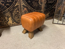 Load image into Gallery viewer, Small Tan Leather Pommel Horse/Foot Stool (PRE-ORDER NOW BACK IN STOCK 6-8 WEEKS)
