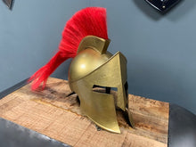 Load image into Gallery viewer, Polished Brass Medieval Knight Helmet