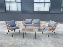 Load image into Gallery viewer, Wicker Boho Style Four Piece Bistro Conversation Suite