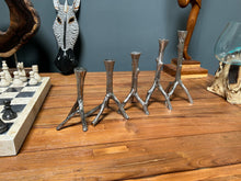 Load image into Gallery viewer, 5 Pc Nickel Candle Stick Set