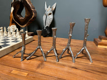 Load image into Gallery viewer, 5 Pc Nickel Candle Stick Set