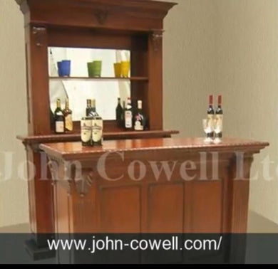Solid Mahogany Home Bar 1.5m-Includes, Front Counter & Bevelled Mirrored Back Bar