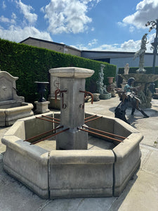 Cast Stone Provincial Style Fountain Including Metal Work