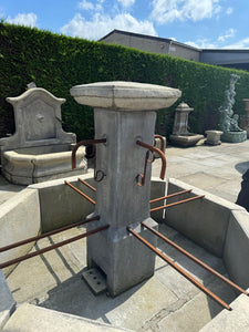 Cast Stone Provincial Style Fountain Including Metal Work