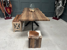Load image into Gallery viewer, huge-2m-waney-edge-dining-table-oak-finish-furniture-metal-base-unique-home-design-kitchen-table-diningtable-john-cowell-ltd