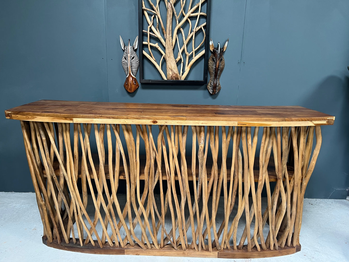 2m Long Bamboo Tiki Home Bar Front Counter