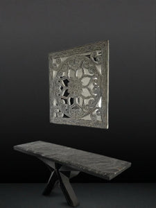 Oriental Detailed MIRROR (90cm square) in Silver