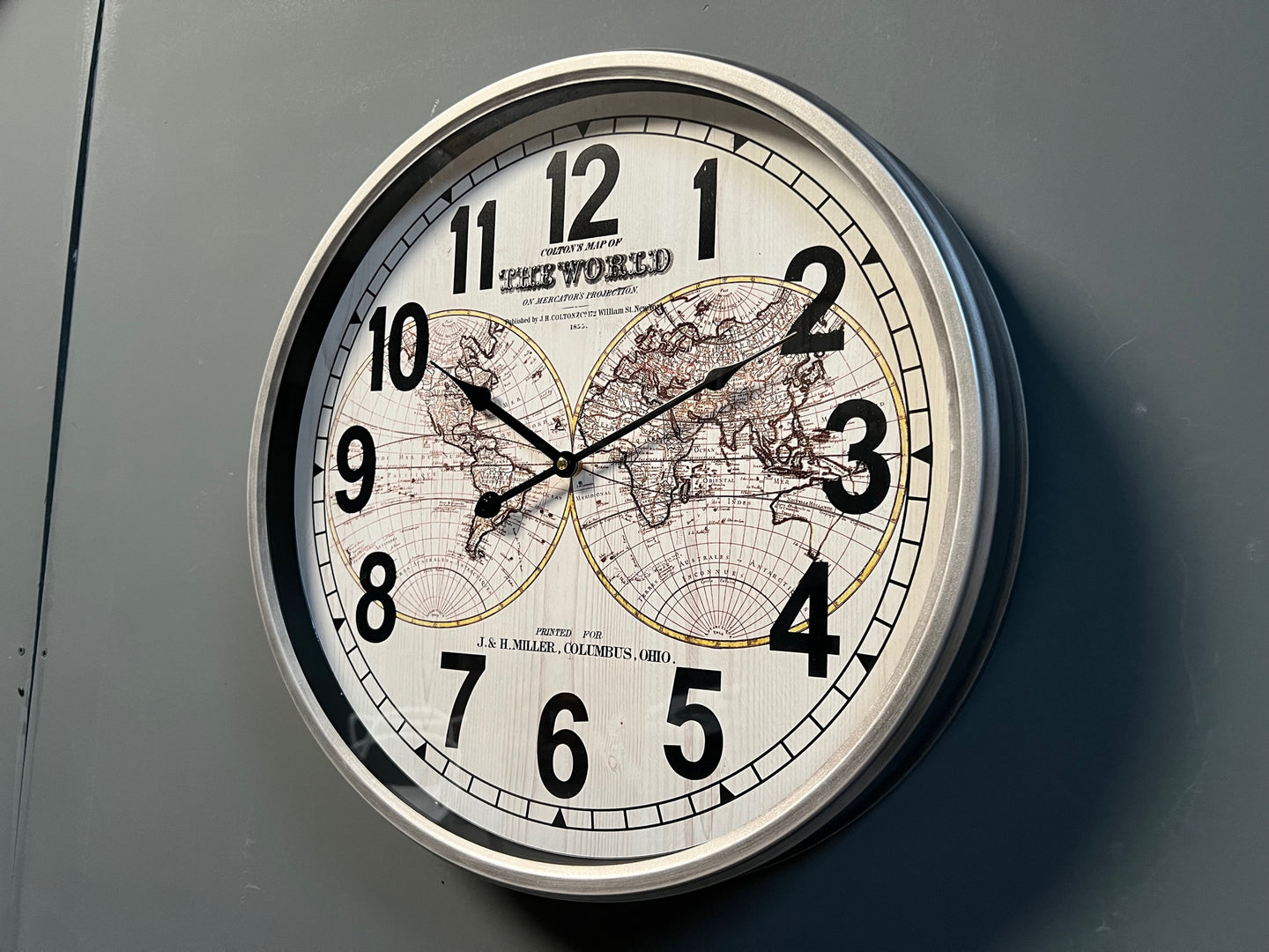 Large Vintage Colton's Map of The World Wall Clock