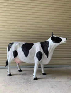 Huge Standing Black and White Cow Statue