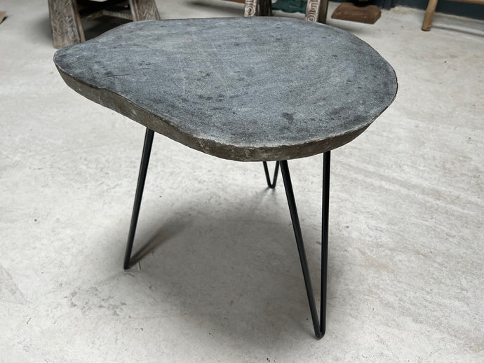 Highly Unique Real Stone Table Top on a Metal Industrial Base