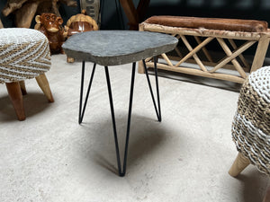 Highly Unique Real Stone Table Top on a Metal Industrial Base