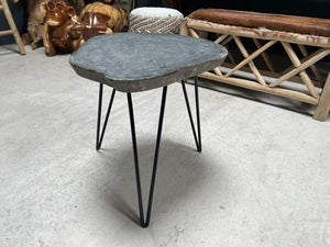 Highly Unique Real Stone Table Top on a Metal Industrial Base