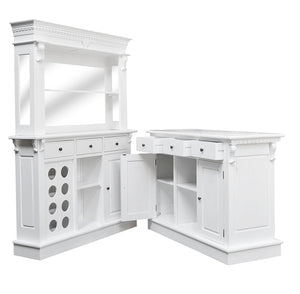 1.5m White Home Bar - Front Counter & Bevelled Mirrored Back Bar