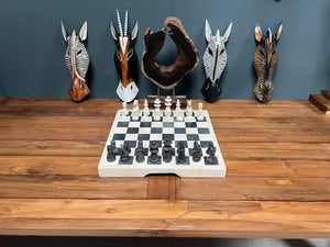 Heavy Hand Carved Solid Marble Chess Set