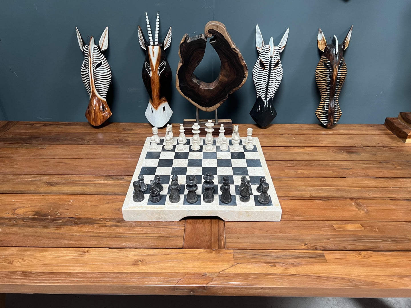 Heavy Hand Carved Solid Marble Chess Set