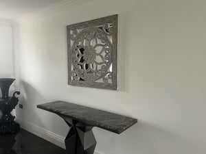 Oriental Detailed MIRROR (90cm square) in Silver