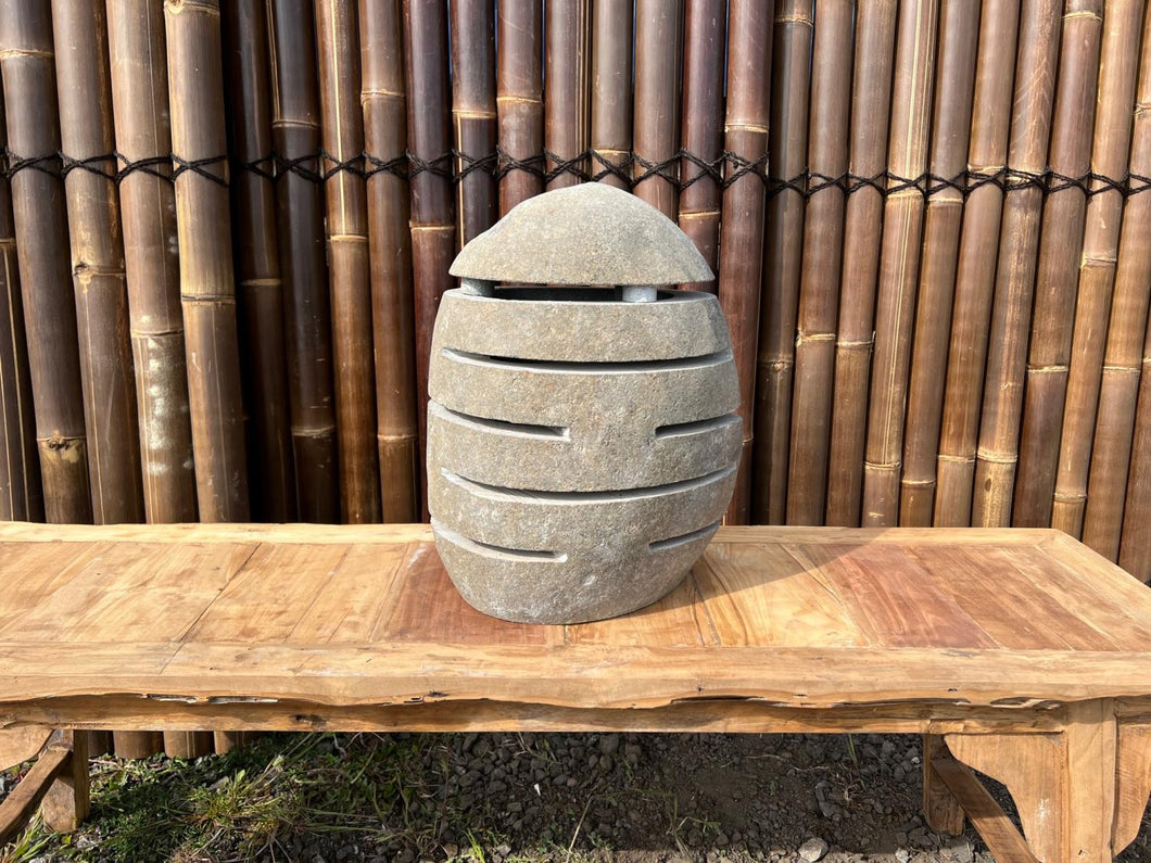Crated Large Heavy River Stone Outdoor Egg Lantern