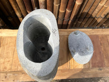 Load image into Gallery viewer, Crated Large Heavy River Stone Outdoor Egg Lantern