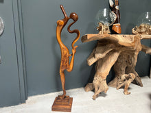 Load image into Gallery viewer, Large Heavy Polished Wood Abstract Lady Dancing on Plinth