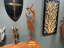 Load image into Gallery viewer, Large Heavy Polished Wood Abstract Lady Dancing on Plinth