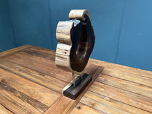 Load image into Gallery viewer, Large Heavy Rustic Abstract Sculpture on Stand