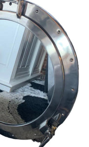 Massive 70cm Nickel Port Hole Mirror