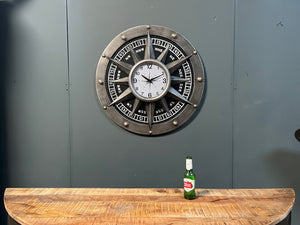 Vintage Silver Industrial Style Compass Clock