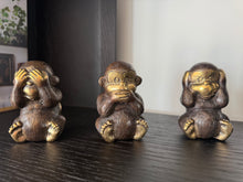 Load image into Gallery viewer, Cast Brass Set of 'Three Wise Monkeys' Ornaments