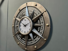 Load image into Gallery viewer, Vintage Silver Industrial Style Compass Clock