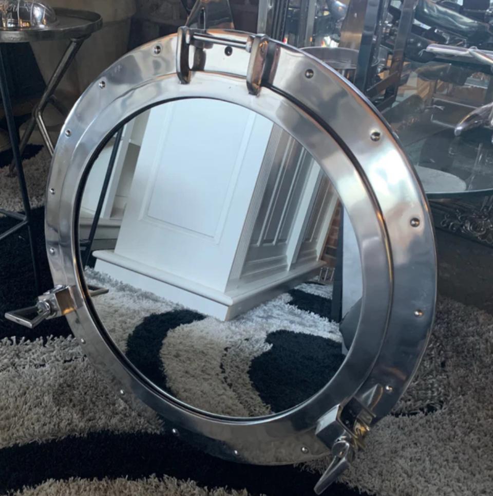 Massive 70cm Nickel Port Hole Mirror