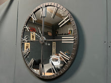 Load image into Gallery viewer, Large Mirrored Silver Wall Clock