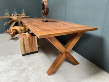 Load image into Gallery viewer, huge-240cm-recycled-teak-dining-table-wood-furniture-kitchen-design-unique-character-solid-wood-john-cowell-ltd