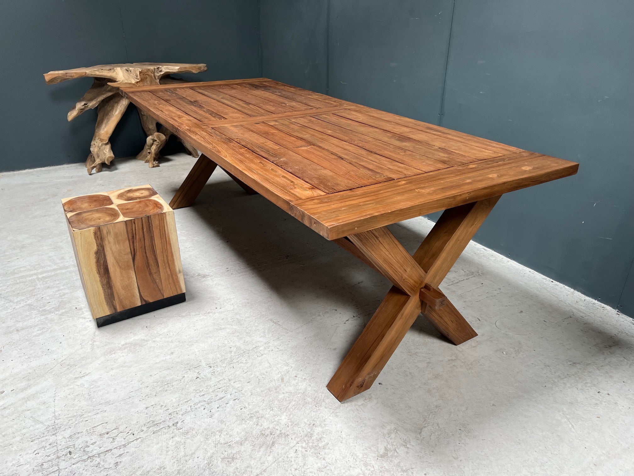 Huge 240cm Recycled Teak Dining Table John Cowell Limited