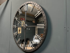 Large Mirrored Silver Wall Clock