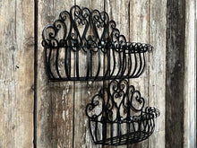 Load image into Gallery viewer, Decorative Two Piece Heavy Iron Ornate Wall Hanging Planters