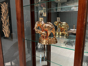 Large Gold Mother & Baby Elephant Statue